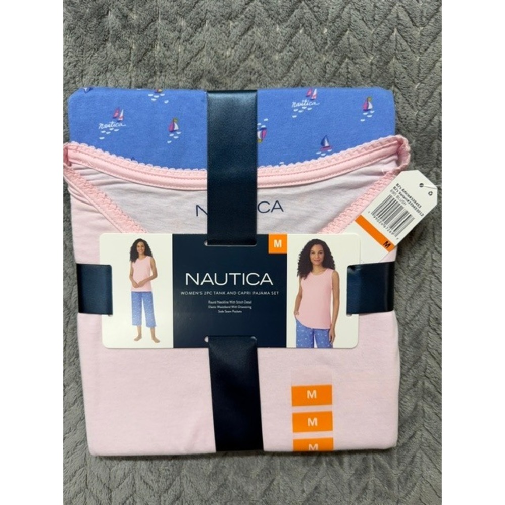Nautica Womens 2pc Pajama Set Tank Top Capri Pants  Size M 0564